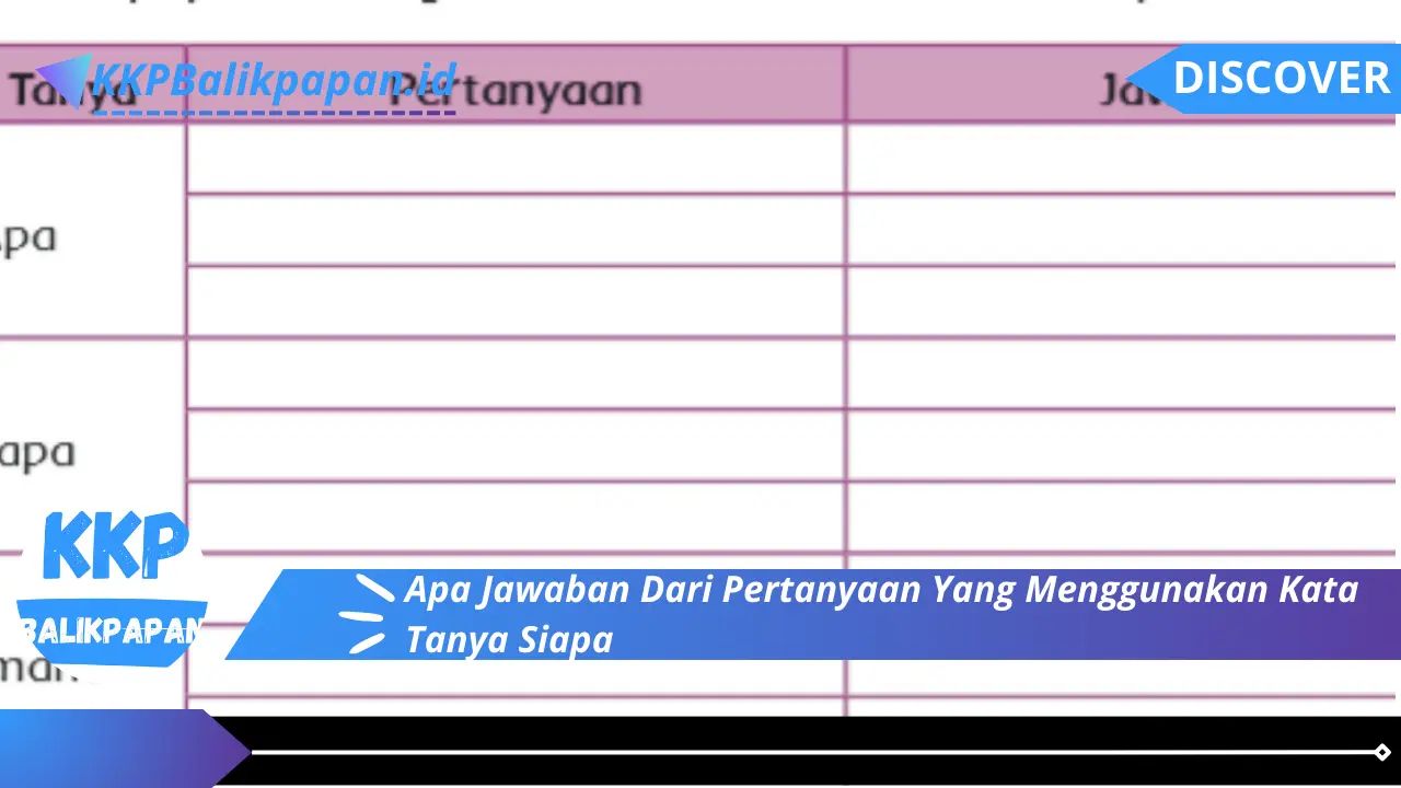 Apa Jawaban Dari Pertanyaan Yang Menggunakan Kata Tanya Siapa