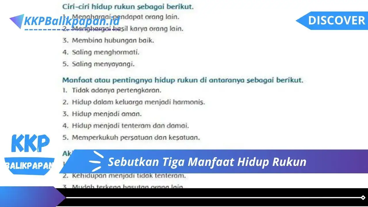 Sebutkan Tiga Manfaat Hidup Rukun