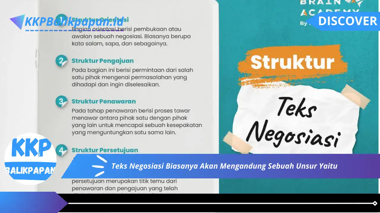 Teks Negosiasi Biasanya Akan Mengandung Sebuah Unsur Yaitu